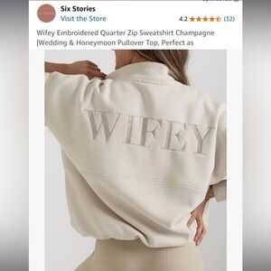 Six Stories Wifey Quarter Zip Sweatshirt Champagne Brand New size Medium
